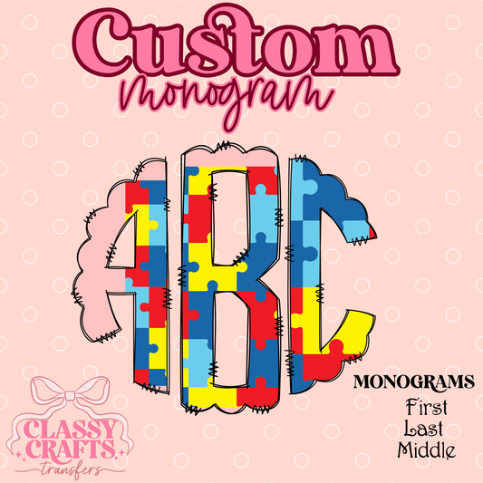 Autism - Custom Monogram Transfer