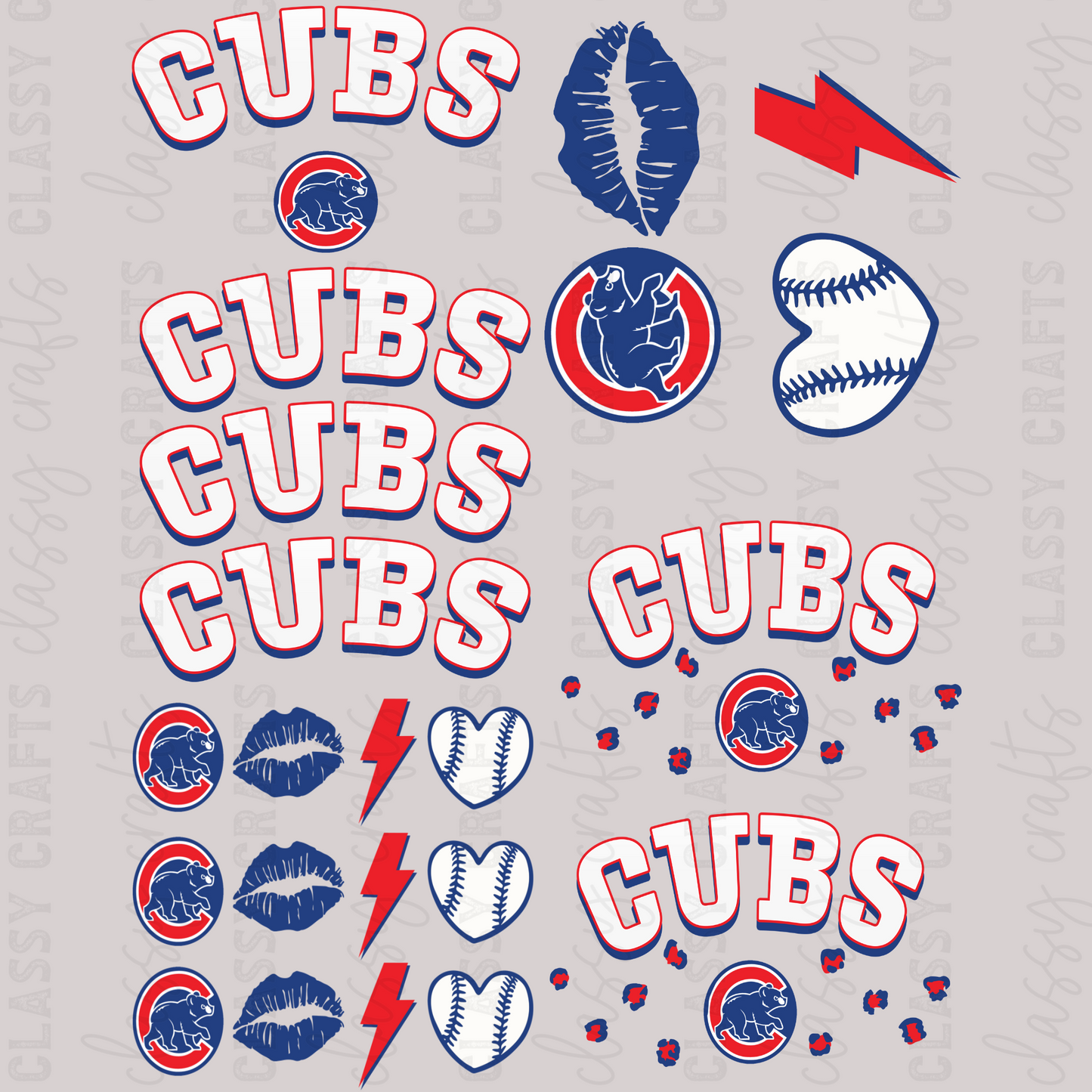 CUBS -  30x24 - MINI PREMADE GANG SHEET