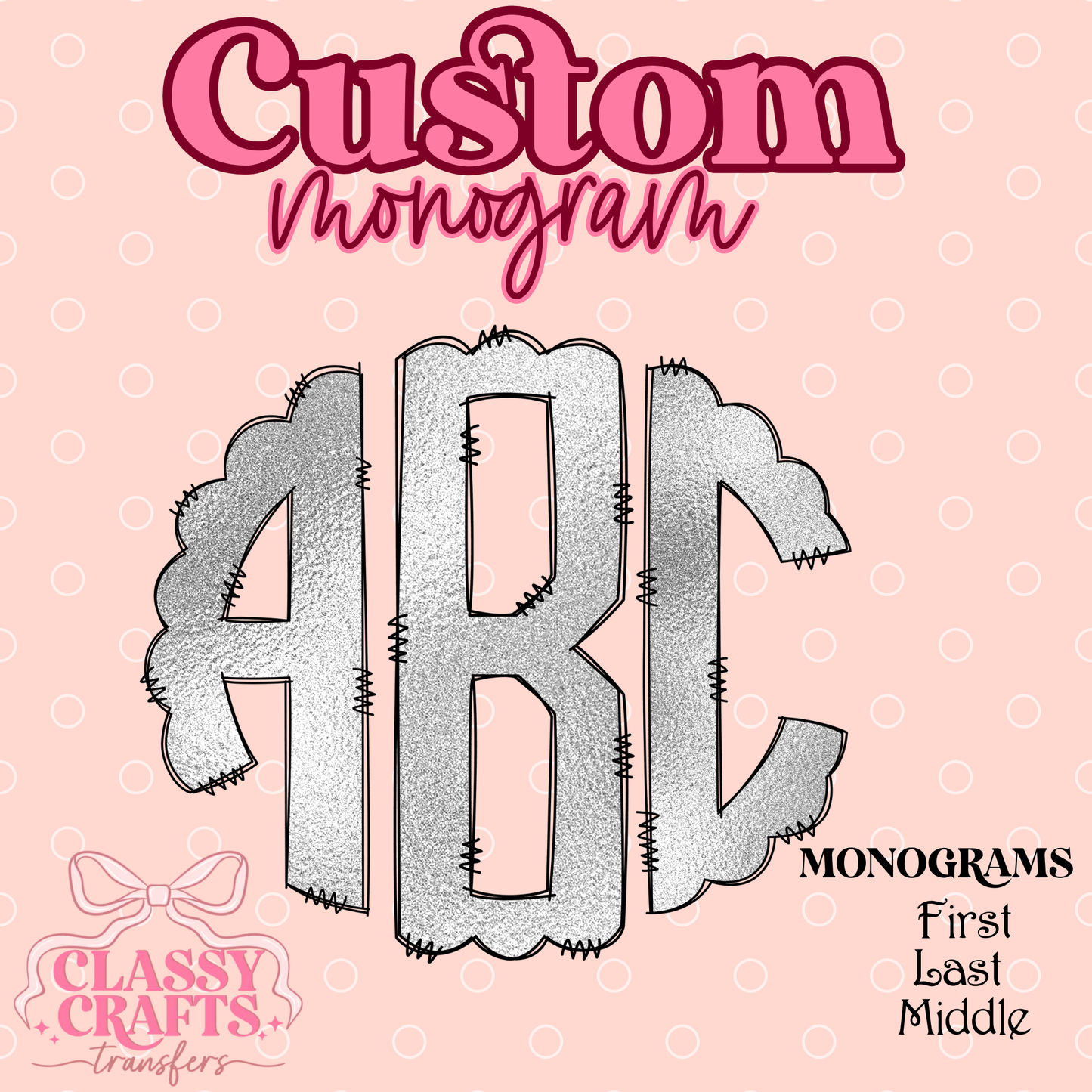 White Silver Foil - Custom Monogram Transfer
