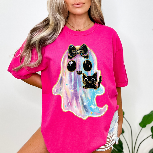 Iridescent Ghost Glitter With Cat Transfer