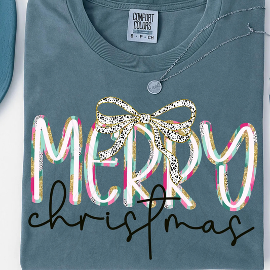 Merry Christmas Brushstroke Coquette Transfer