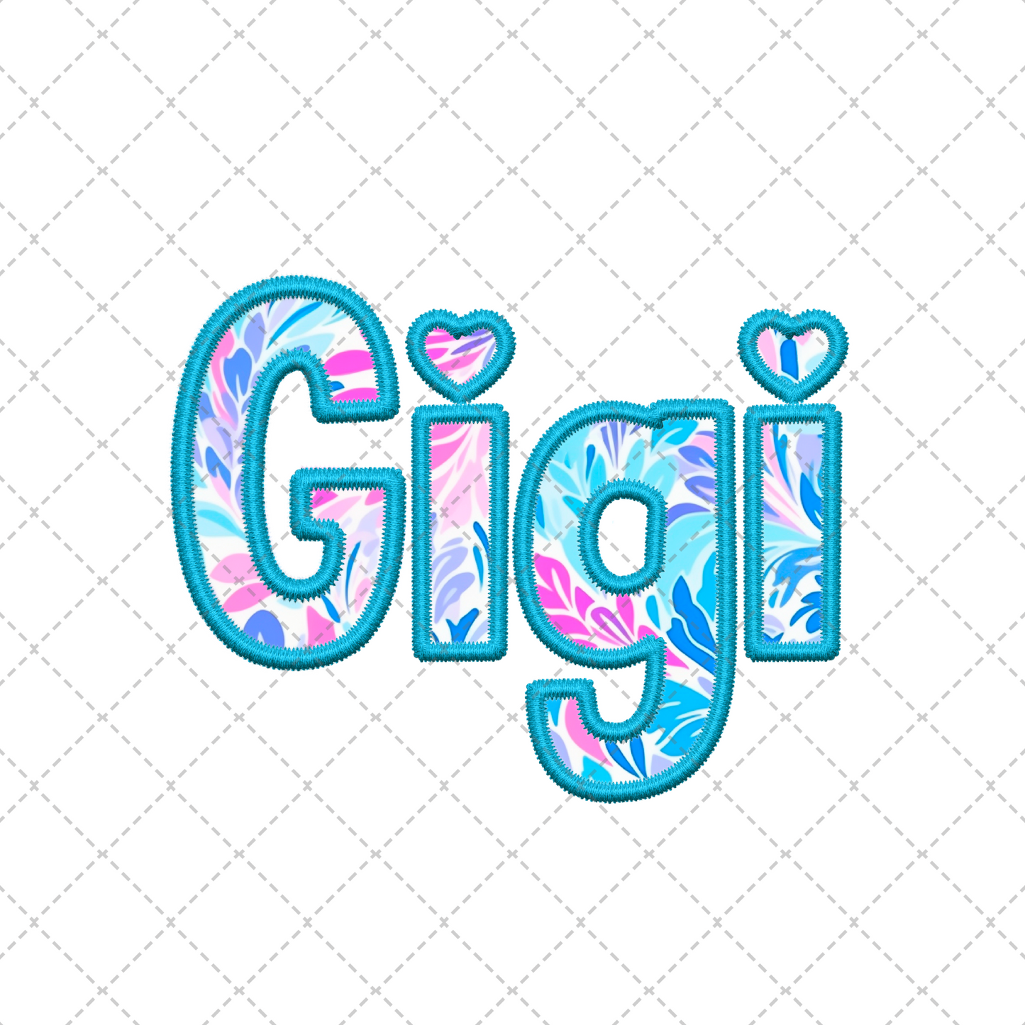 Gigi Blue Floral Transfer