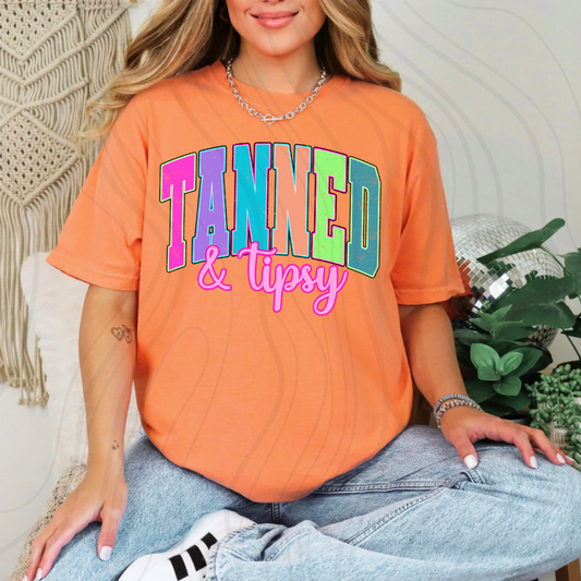 Neon Tanned & Tipsy Transfer