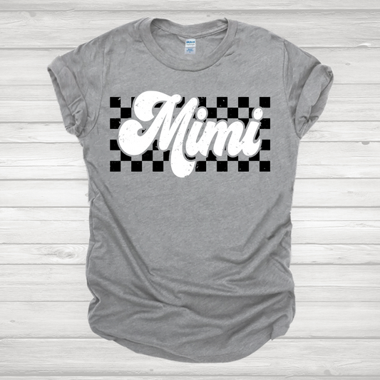 Retro Checkered Mimi White Transfer