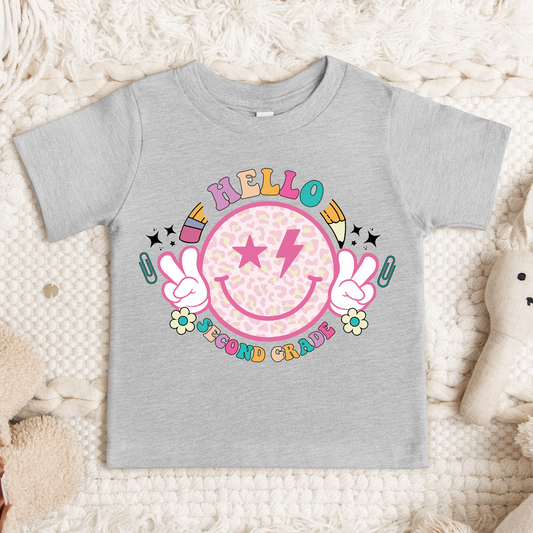 2nd Grade Pink Smiley Transfer