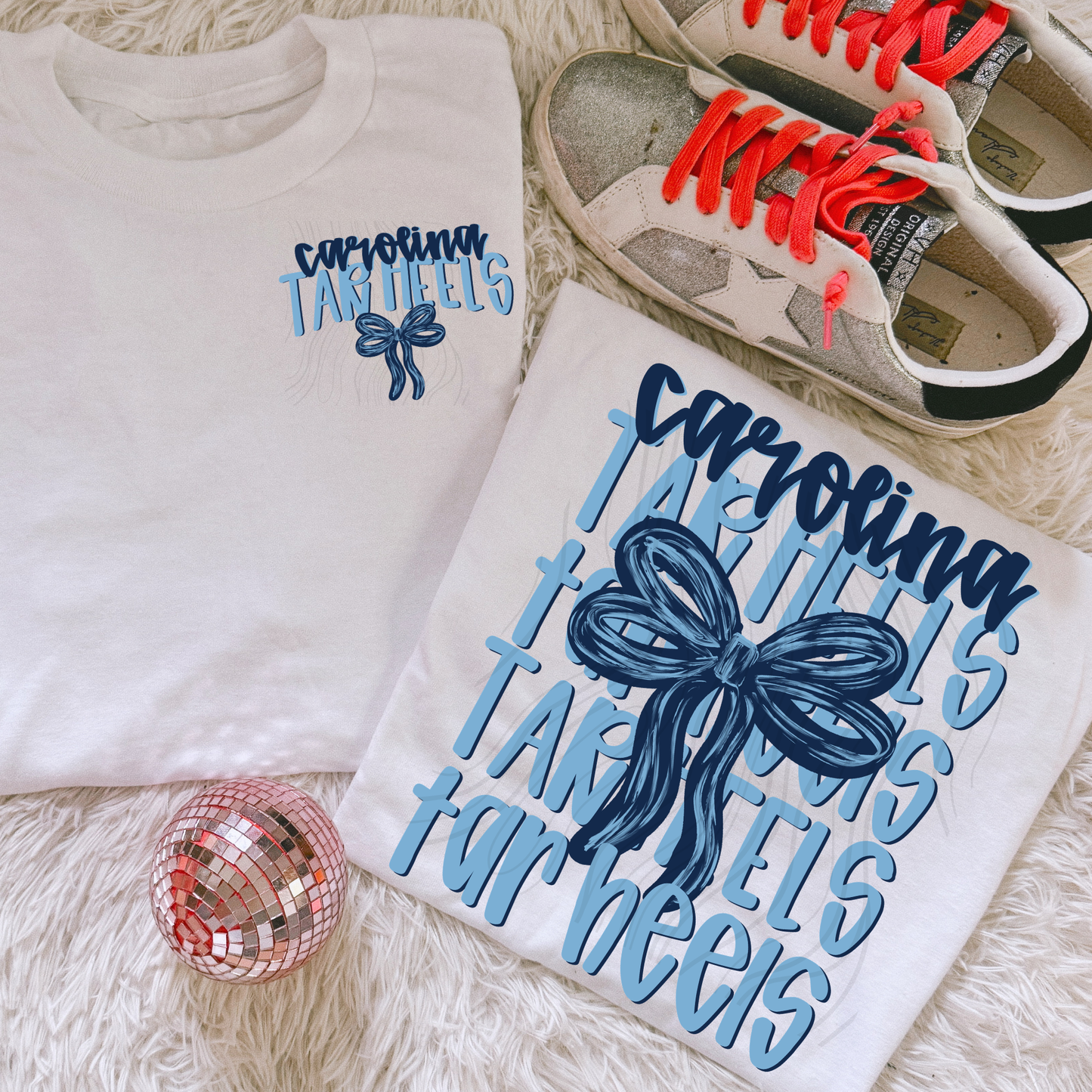 Carolina Heels Stacked Bow Transfer *TWO PART**SOLD SEPARATELY**