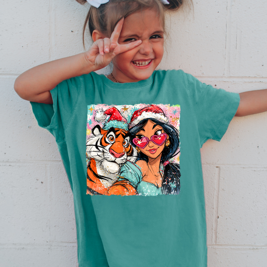 Tiger Princess Watercolor Christmas Transfer