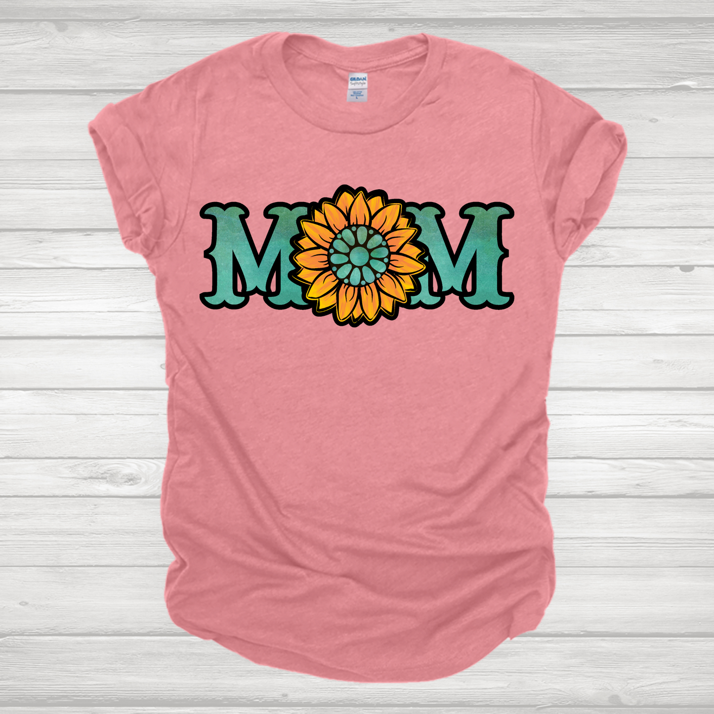 Mom Turquoise Sunflower Western Transfer