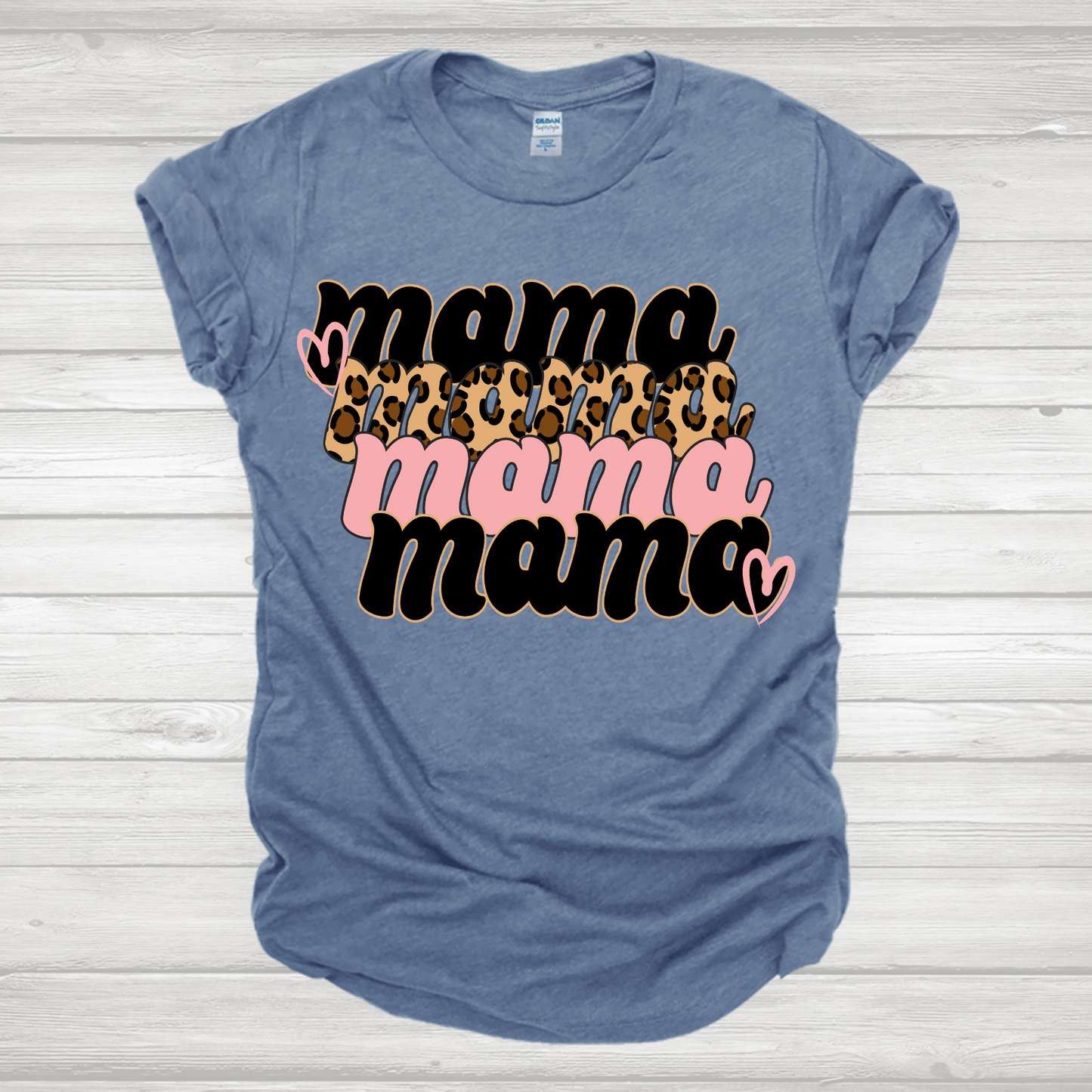 Mama Cheetah Stacked Pink Transfer