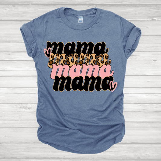 Mama Cheetah Stacked Pink Transfer