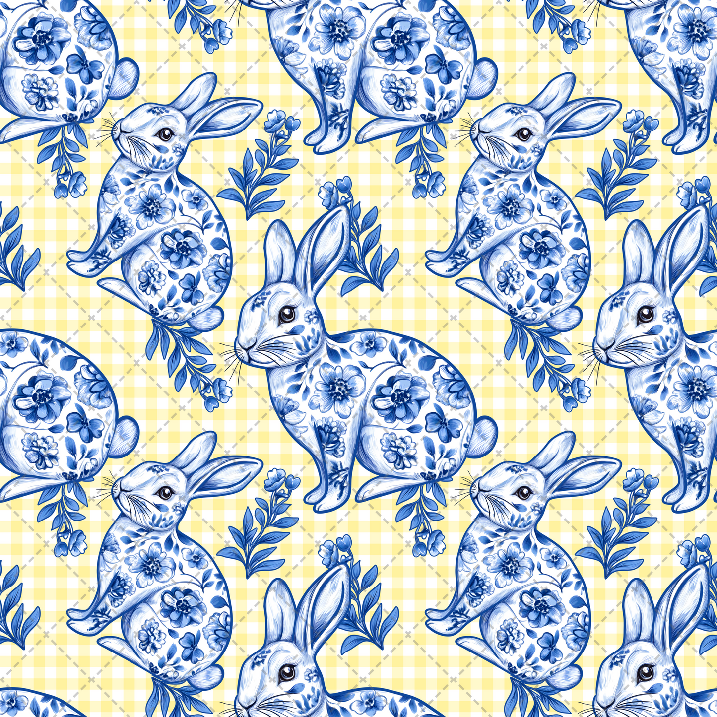 Blue And White Bunny Seamless - Sublimation Transfer