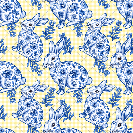 Blue And White Bunny Seamless - Sublimation Transfer