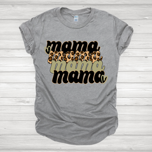 Mama Cheetah Stacked Green Transfer