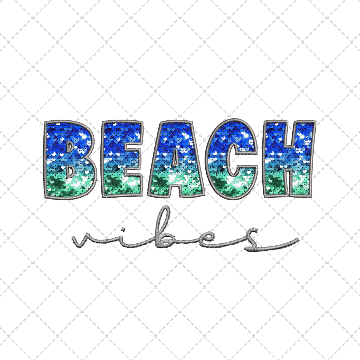 Beach Vibes Green & Blue Faux Patch Transfer