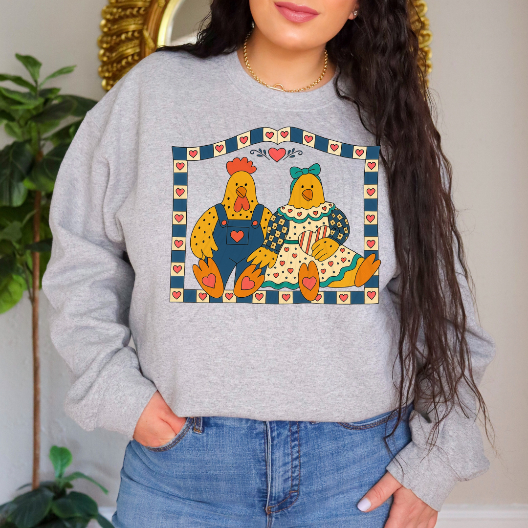 Vintage Chicken Pair Transfer