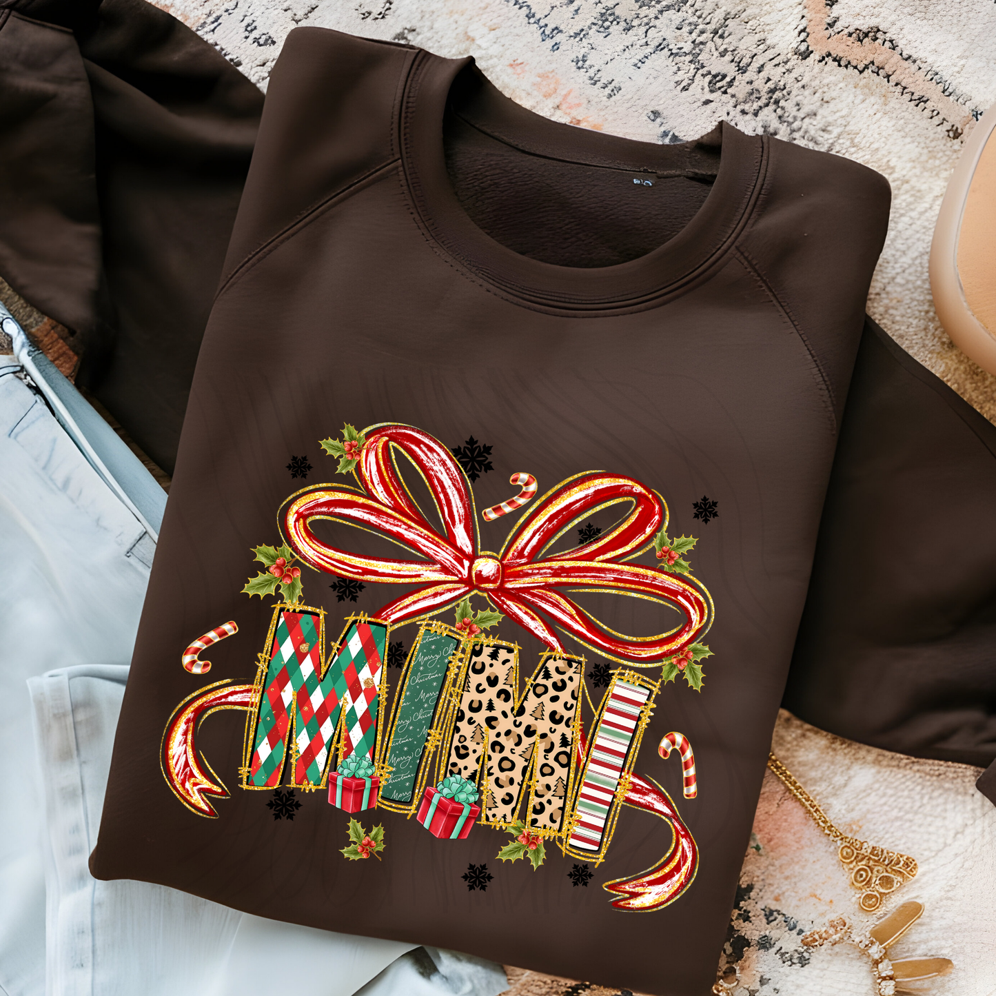 Christmas Mimi With Bow Transfer**SOLD SEPARATLEY**