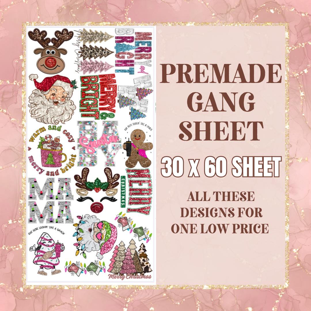 Sequin Christmas 30x60 - PRE MADE GANG SHEET