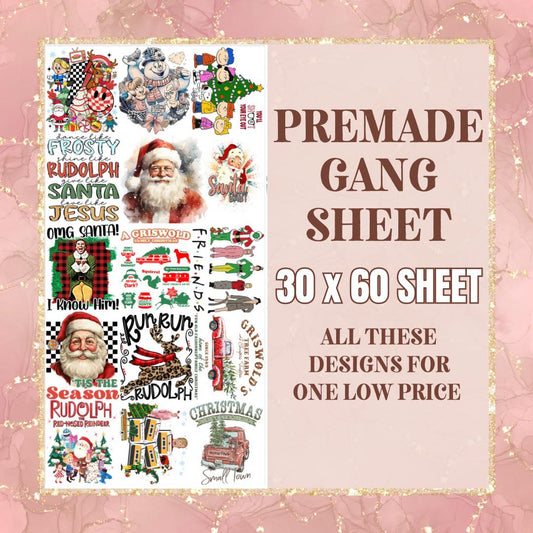 Retro Christmas 30x60 - PRE MADE GANG SHEET