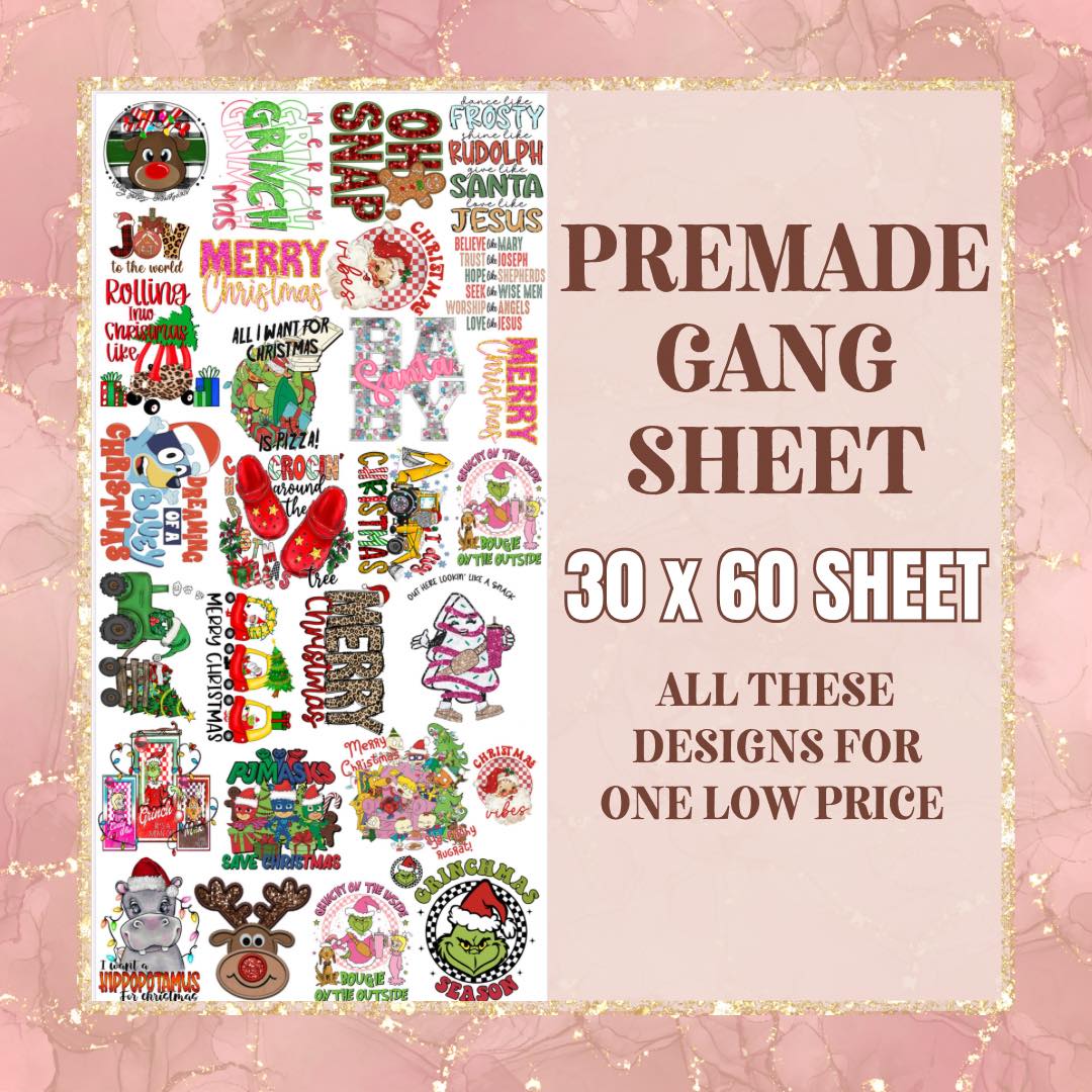 Christmas -  30x60 - **YOUTH** PRE MADE GANG SHEET