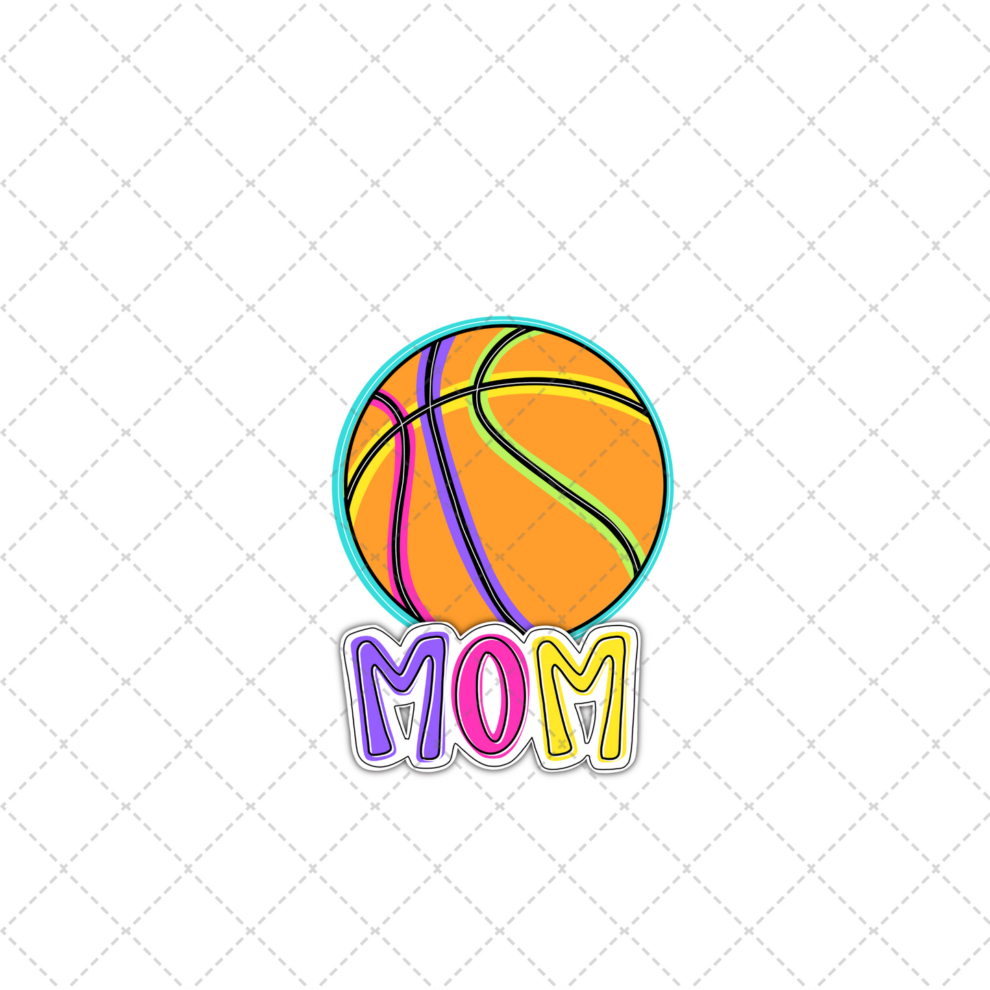 Bright Dotty Basketball Mom Transfer ** TWO PART* SOLD SEPARATELY**