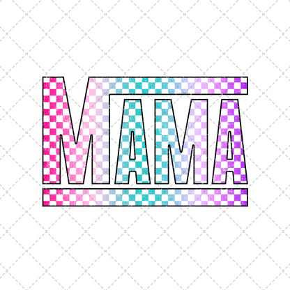 Color Checkered Mama Faux Patch Transfer