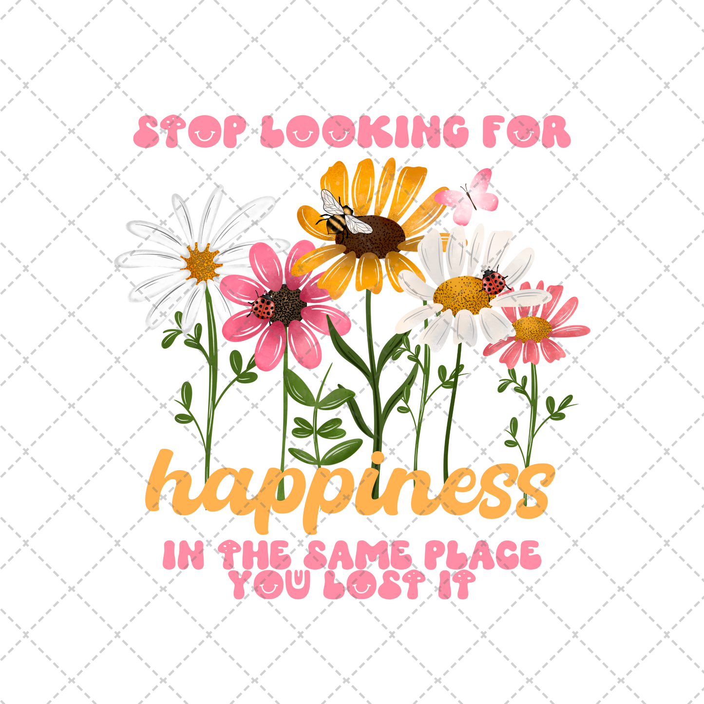 Happiness Floral Transfer