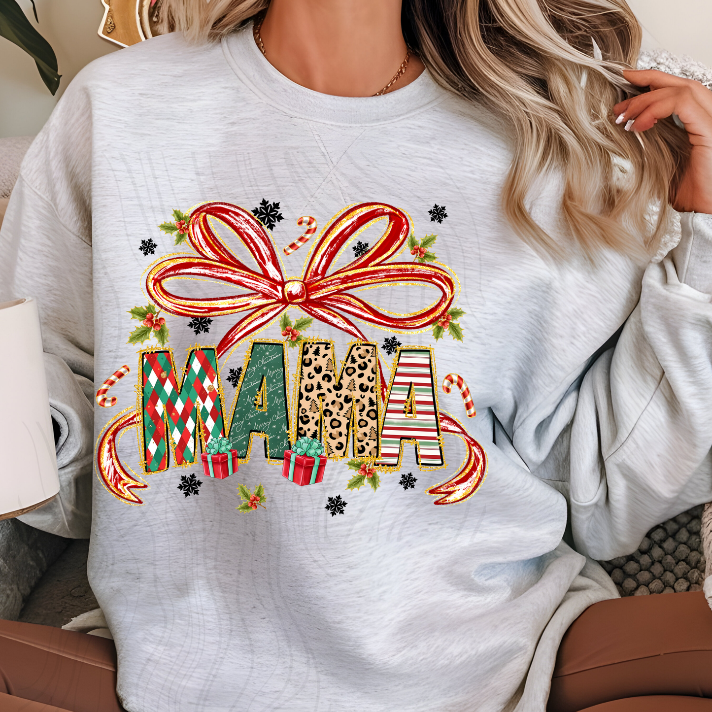 Christmas Mama With Bow Transfer**SOLD SEPARATLEY**