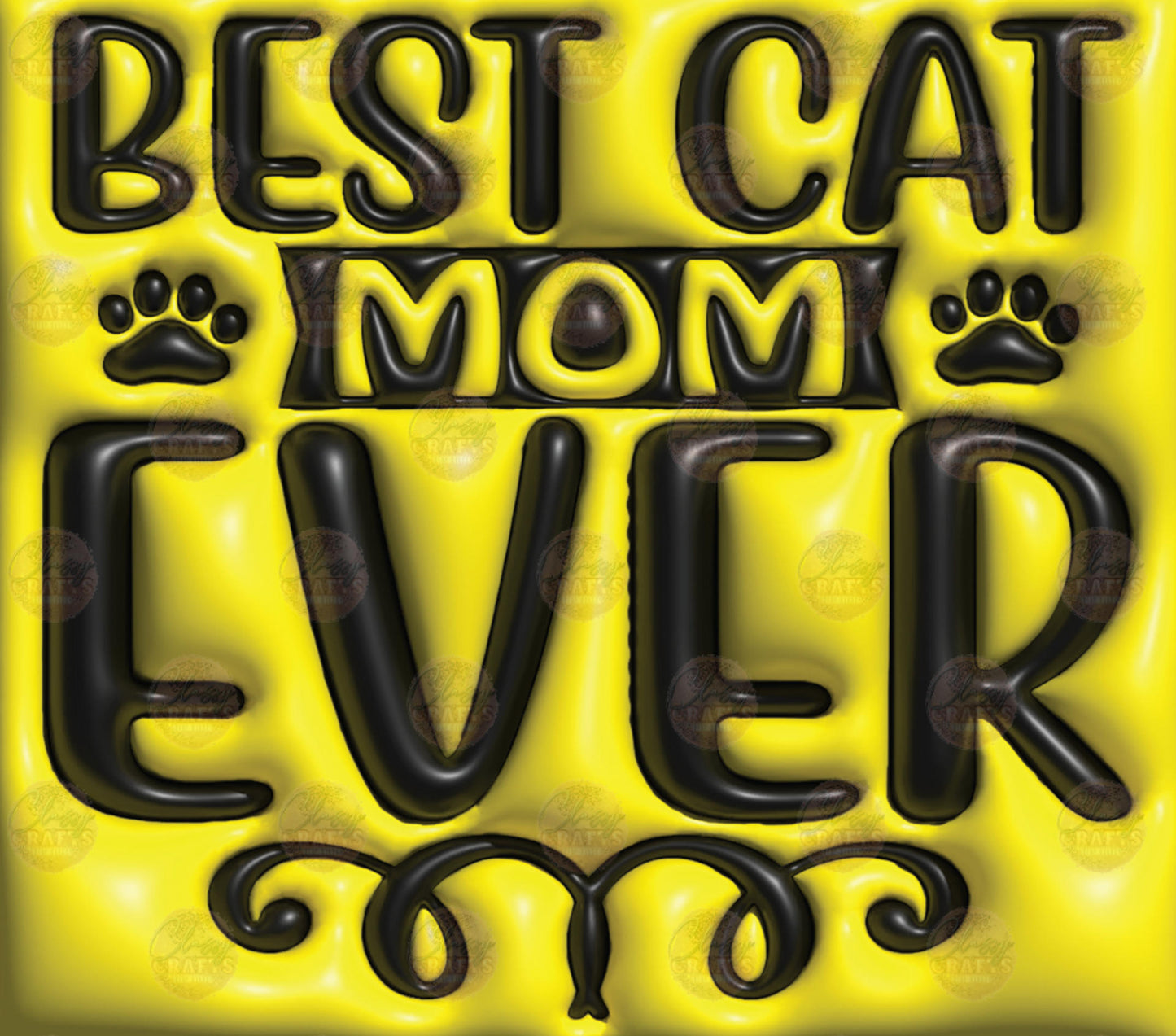 3D Puff Best Cat Mom Tumbler Wrap - Sublimation Transfer