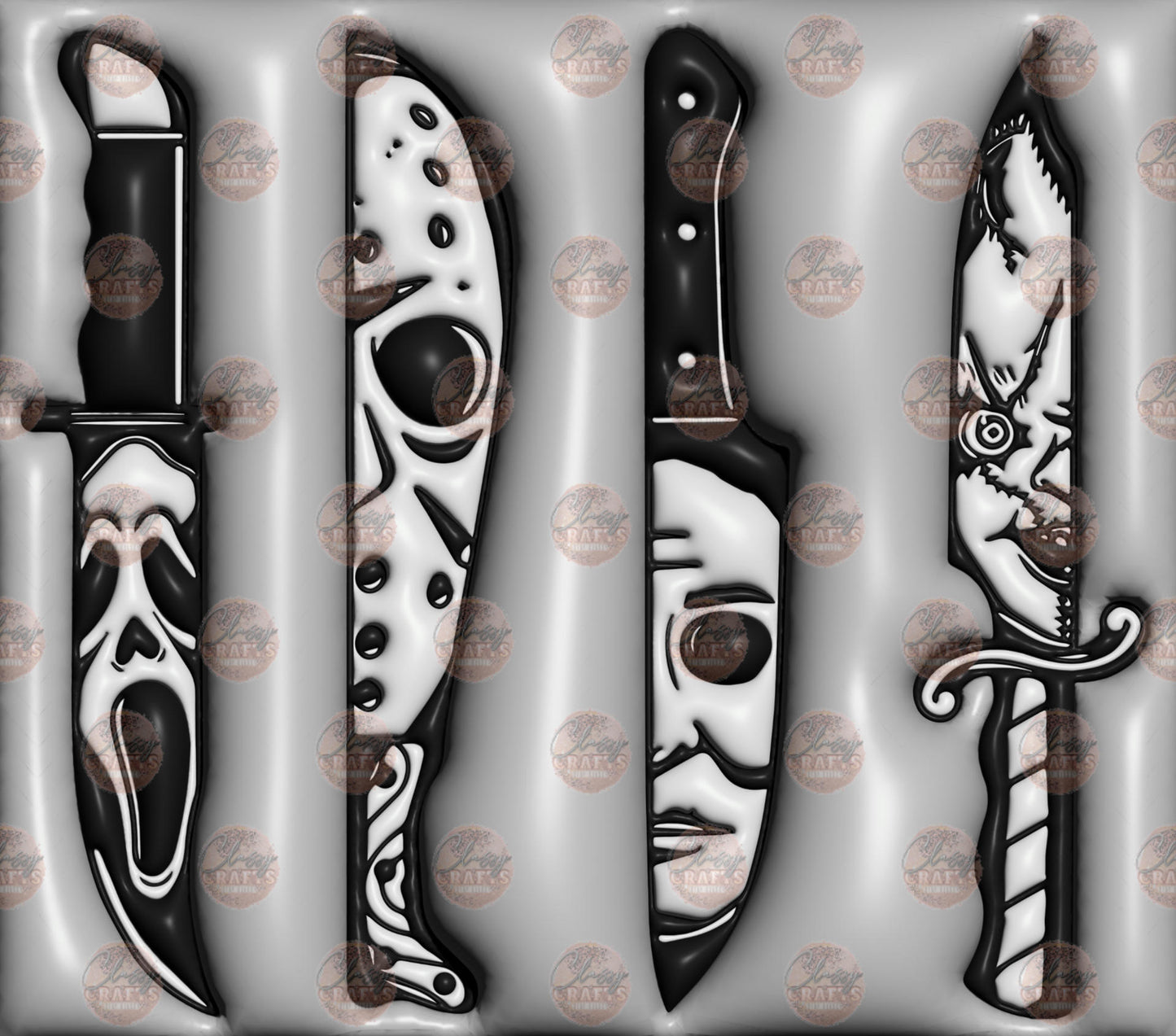 3D Puff Horror Knives Tumbler Wrap - Sublimation Transfer