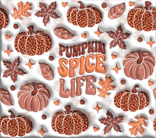 3D Puff Pumpkin Spice Life Tumbler Wrap - Sublimation Transfer