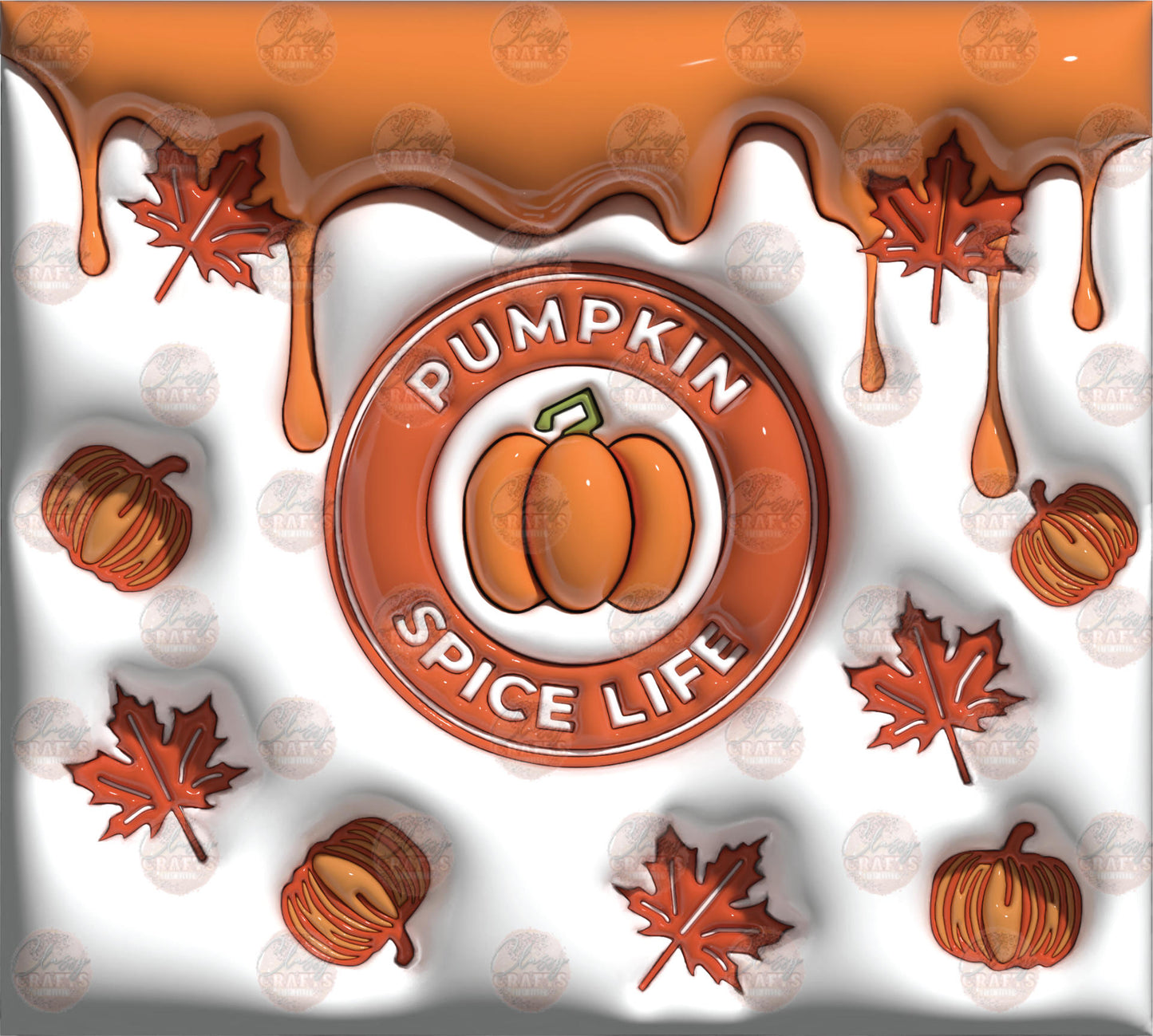 3D Puff Pumpkin Spice Tumbler Wrap - Sublimation Transfer