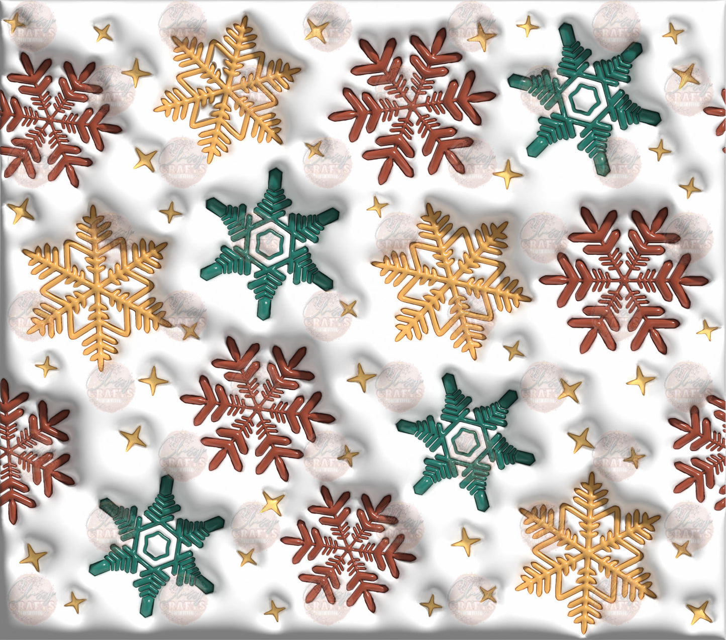 3D Puff Snowflake Tumbler Wrap - Sublimation Transfer