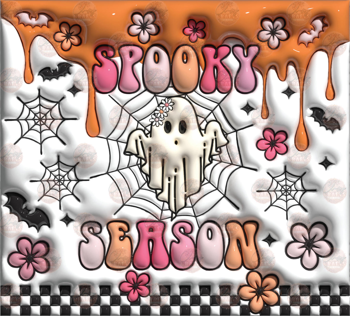 3D Puff Spooky Season Tumbler Wrap - Sublimation Transfer