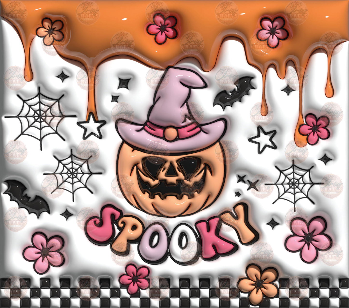 3D Puff Spooky Tumbler Wrap - Sublimation Transfer