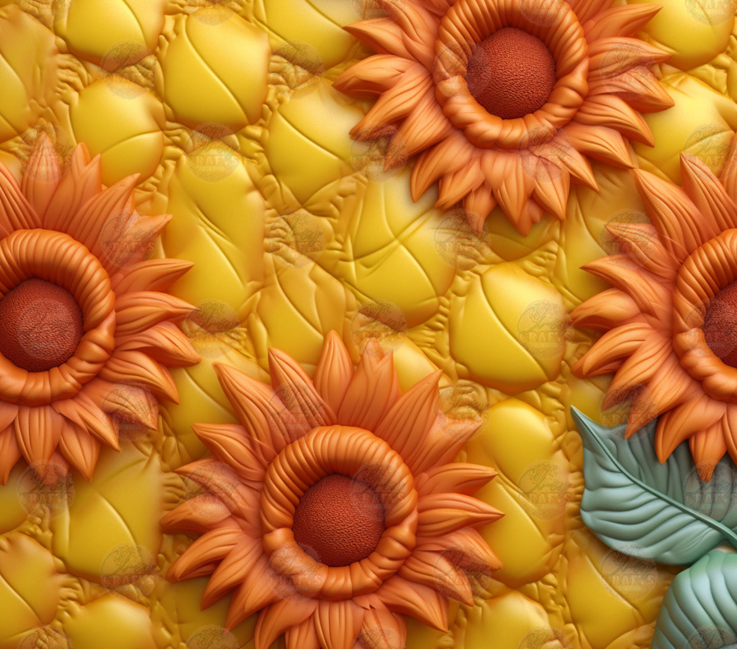 3D Sunflower Tumbler Wrap - Sublimation Transfer