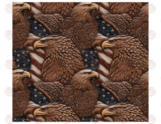 3D USA Wooden Eagle Tumbler Wrap - Sublimation Transfer