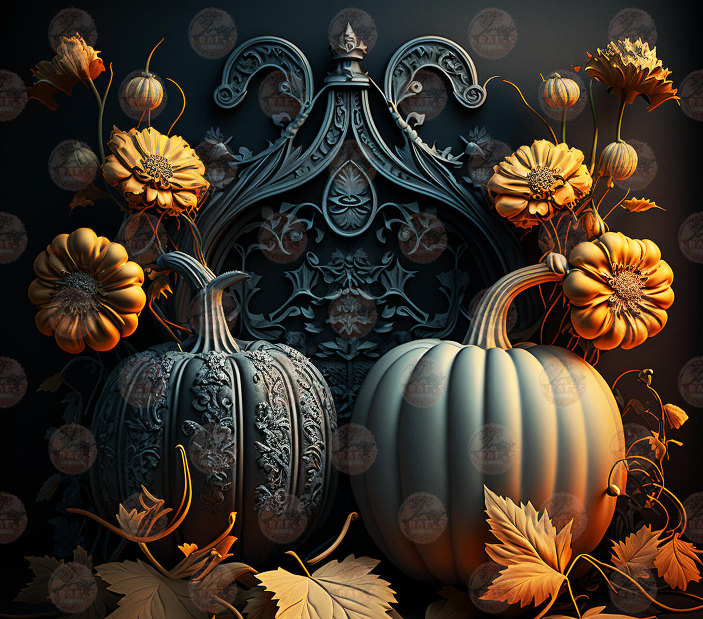 3D Vintage Pumpkin Tumbler Wrap - Sublimation Transfer