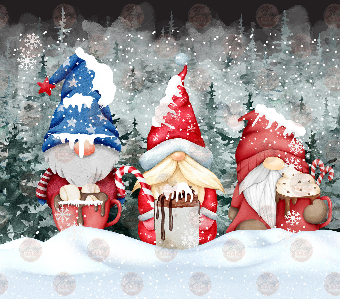 3D Winter Gnomes Tumbler Wrap - Sublimation Transfer