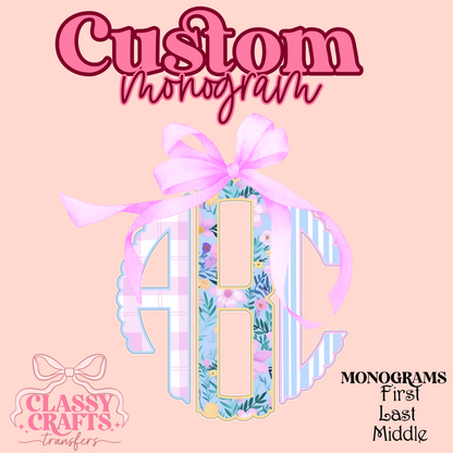 Floral Scalloped - Custom Monogram Transfer