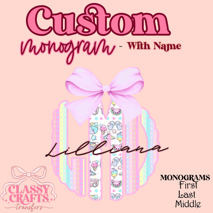 Kwaii Summer - Custom Monogram Transfer