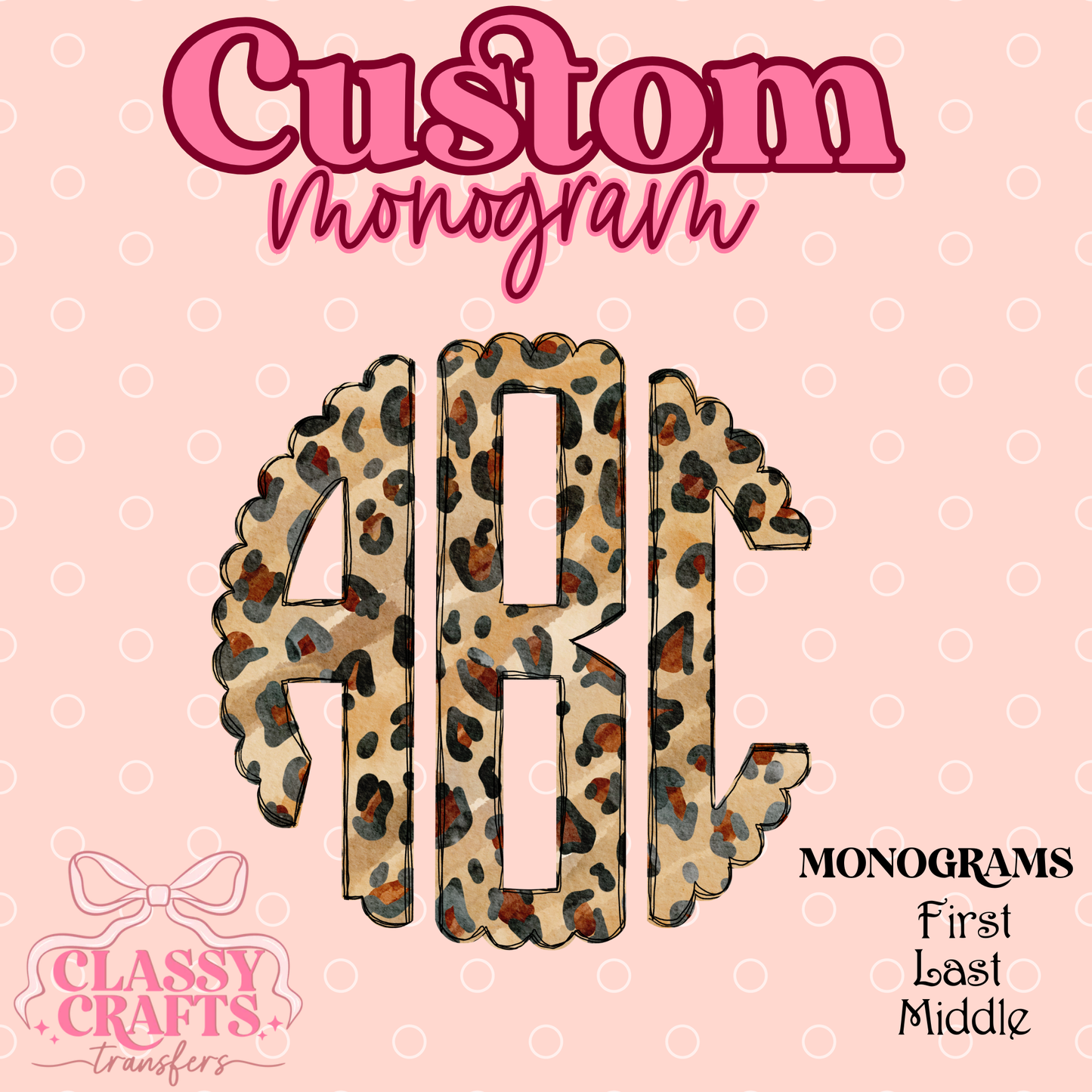 Leopard Scallop- Custom Monogram Transfer