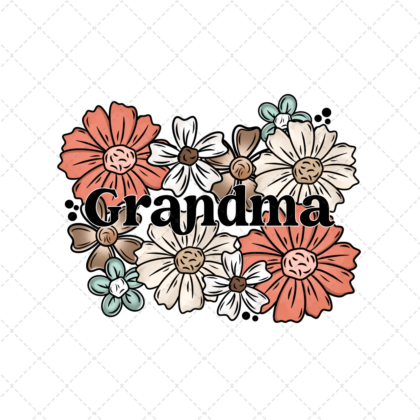 Grandma Floral Transfer ** TWO PART* SOLD SEPARATELY**