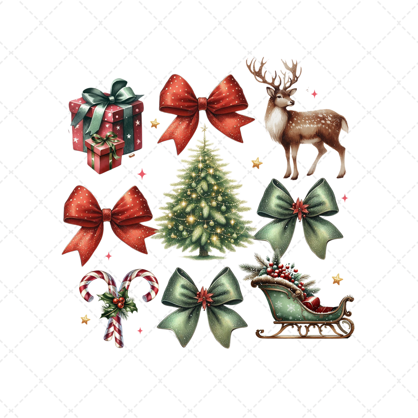 Christmas Coquette Grid Transfer