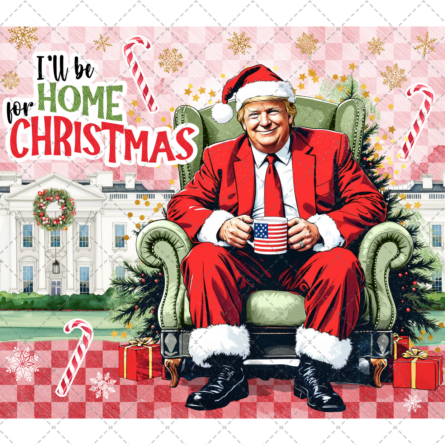 Trump Christmas Tumbler Wrap - Sublimation Transfer