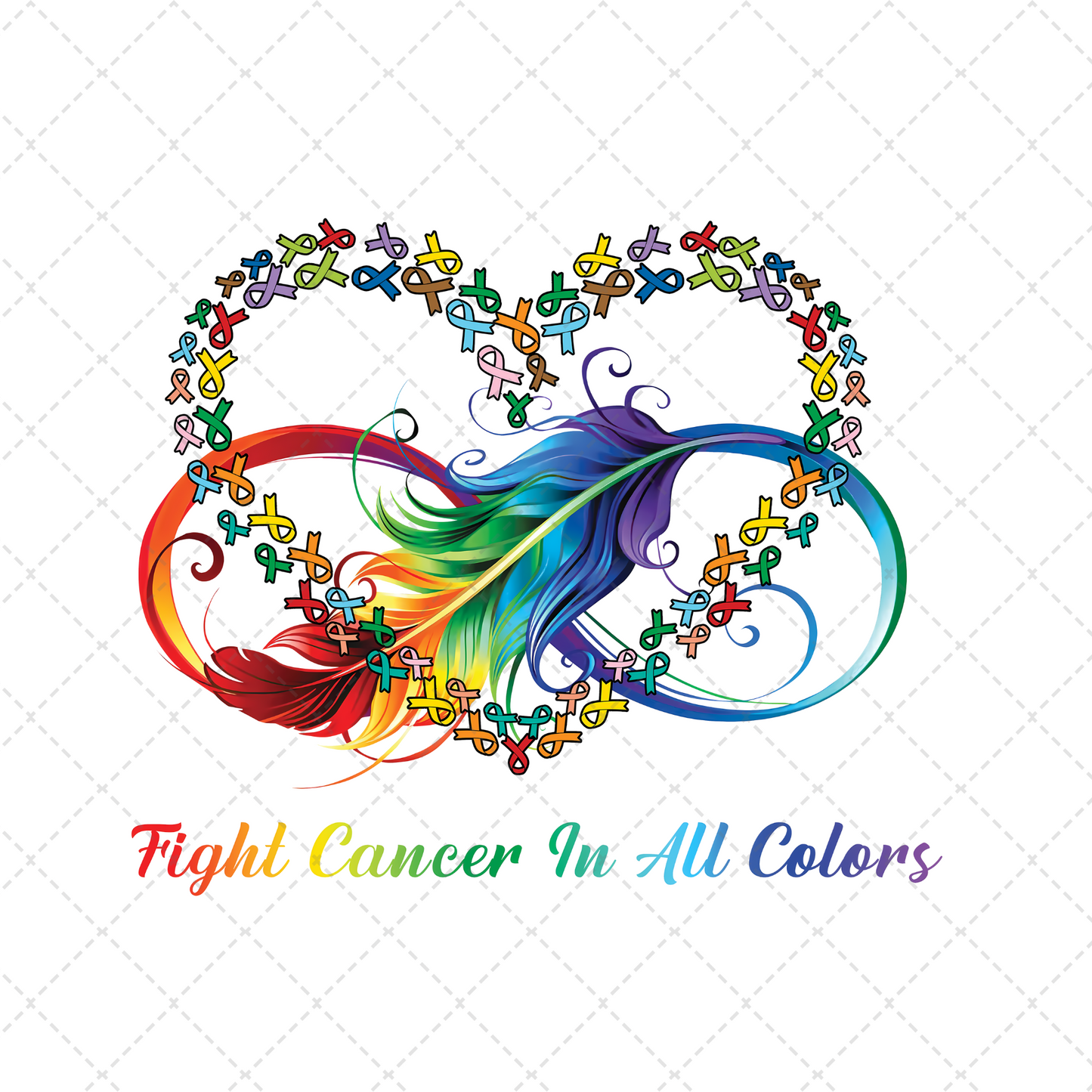 Fight Cancer In All Colors Feather Transfer