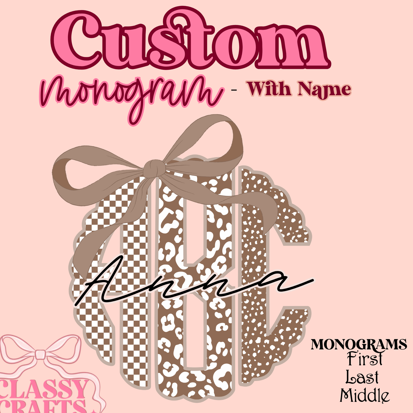 Neutral Era Circle Scalloped- Custom Monogram Transfer