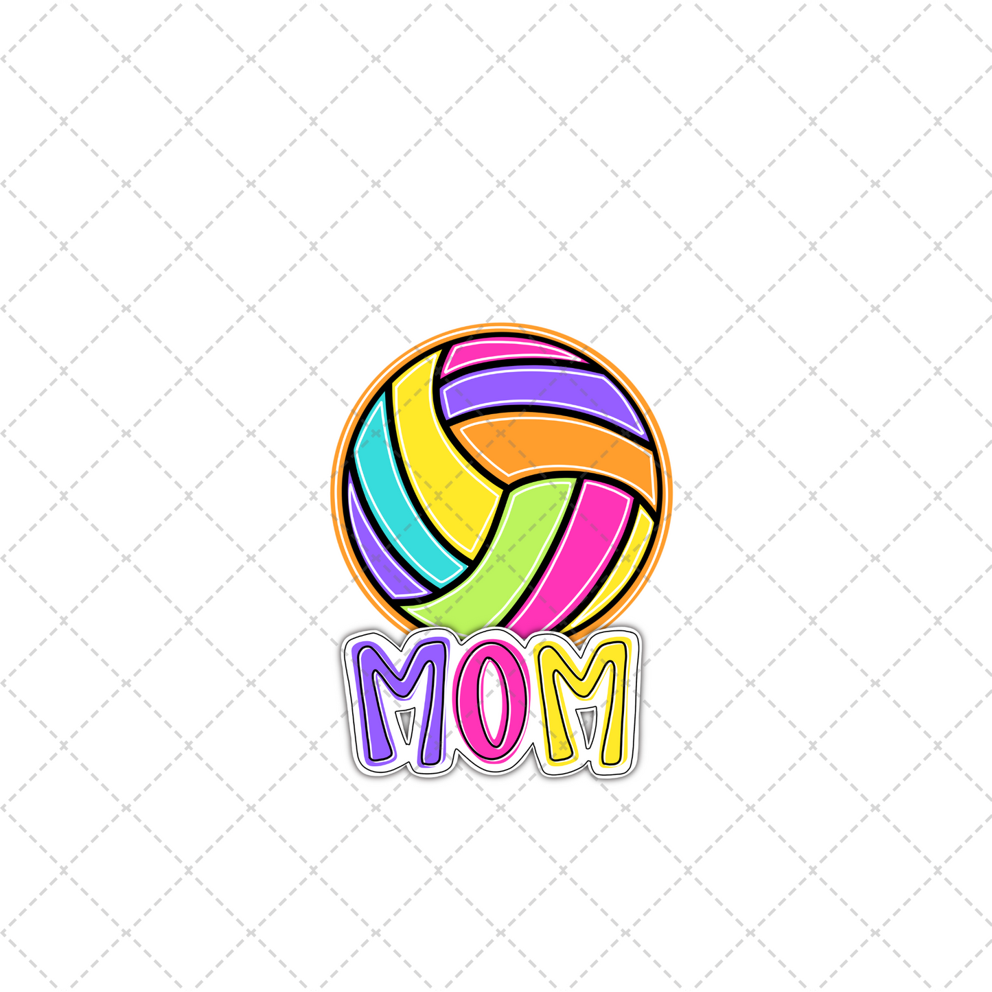 Bright Dotty Volleyball Mom Transfer ** TWO PART* SOLD SEPARATELY**