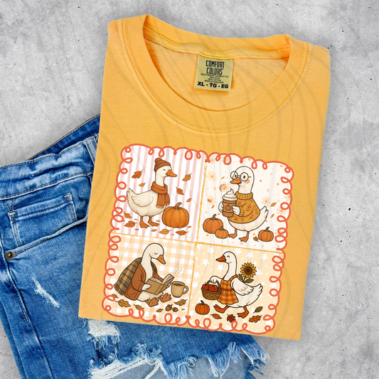 Retro Fall Goose Squares Transfer
