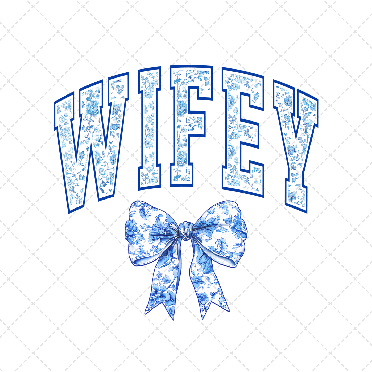 Wifey Blue Floral Transfer