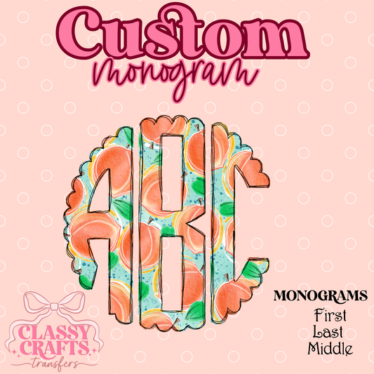 Peach - Custom Monogram Transfer
